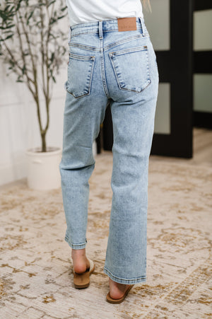 Debbie High Rise Stone Wash Straight Fit Jeans
