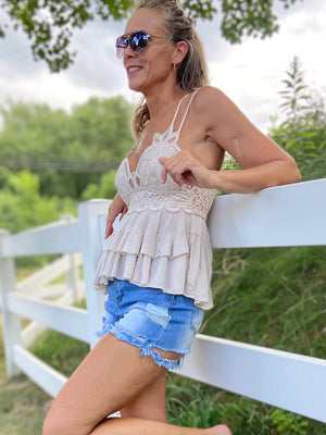 Summertime Muse Ivory Ruffle Cami
