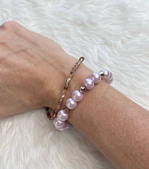 Lilac Pearl & Swarovski Crystal Bracelet