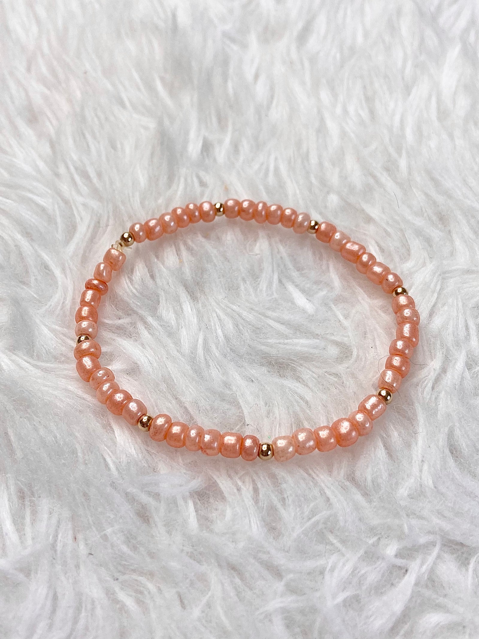 Peachy Pearlized Shell Bracelet