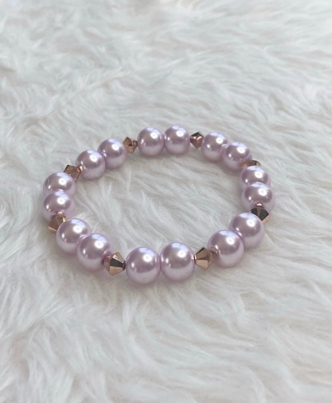 Lilac Pearl & Swarovski Crystal Bracelet
