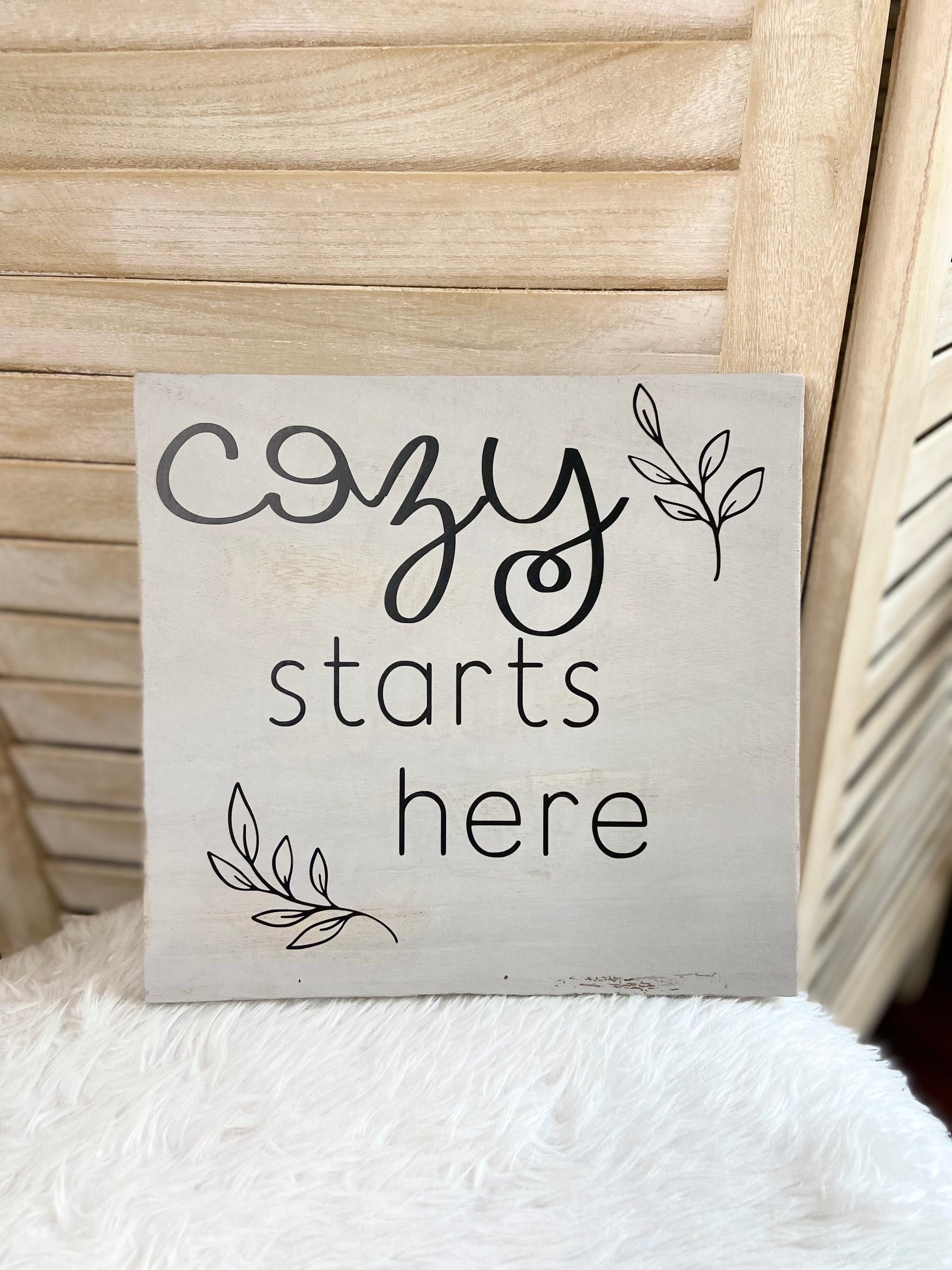 Cozy Starts Here Wood Sign