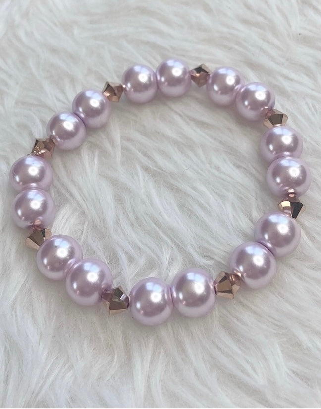 Lilac Pearl & Swarovski Crystal Bracelet