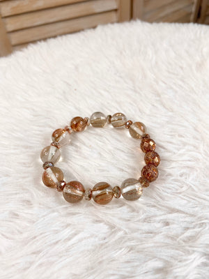 Golden Glow Glass Bead Bracelet