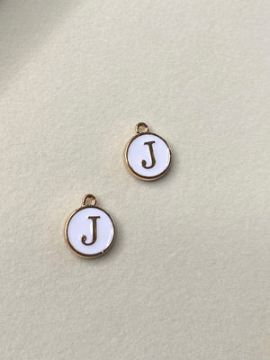 White Circle Letter J Charm