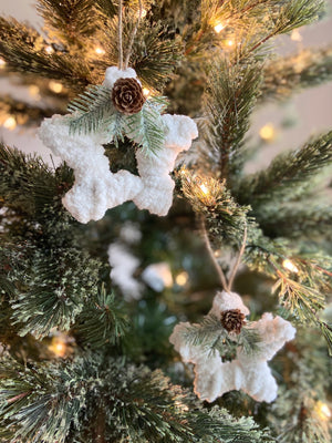 Cozy Chenille Star Ornament with Winter Greenery