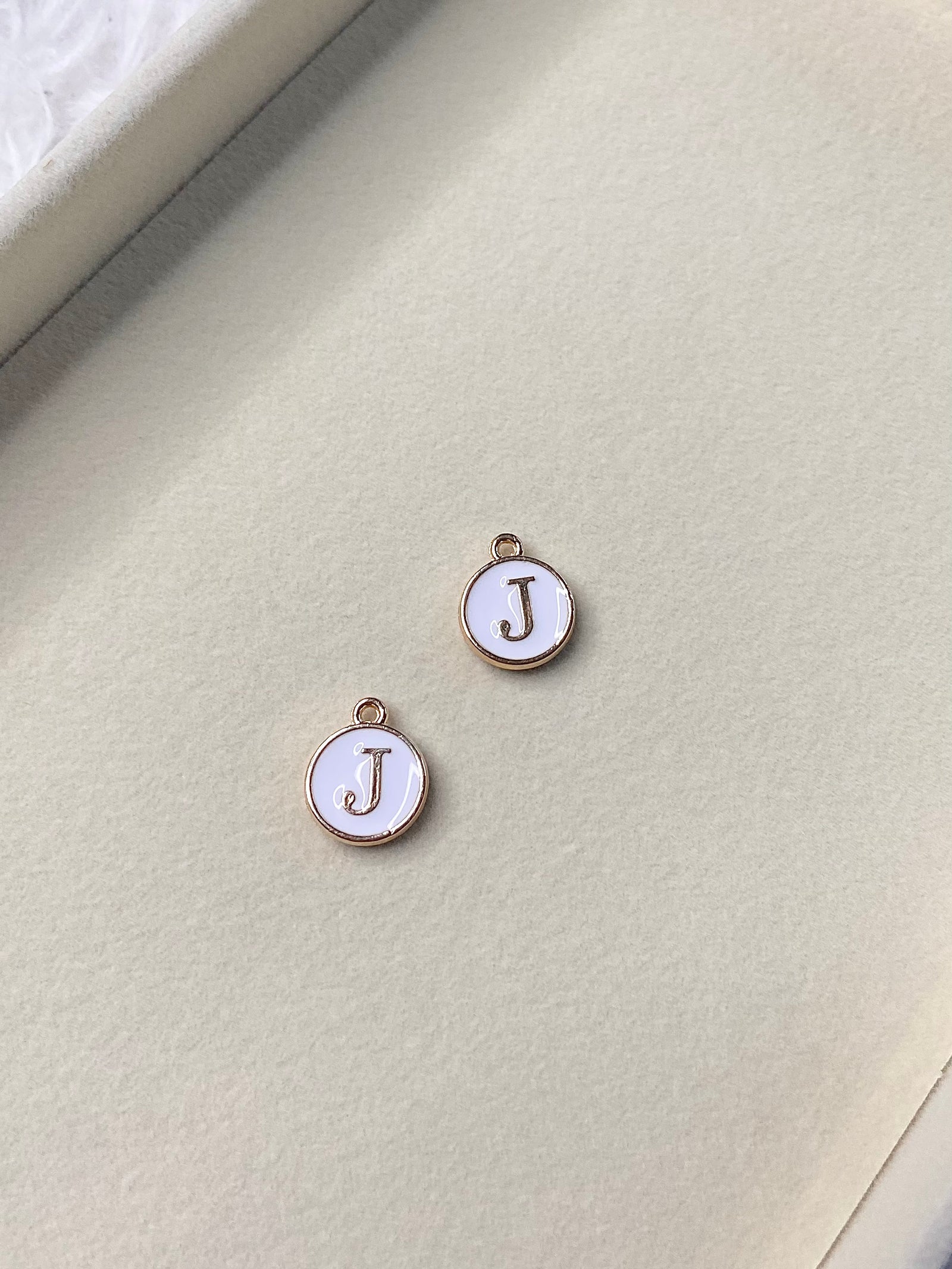 White Circle Letter J Charm