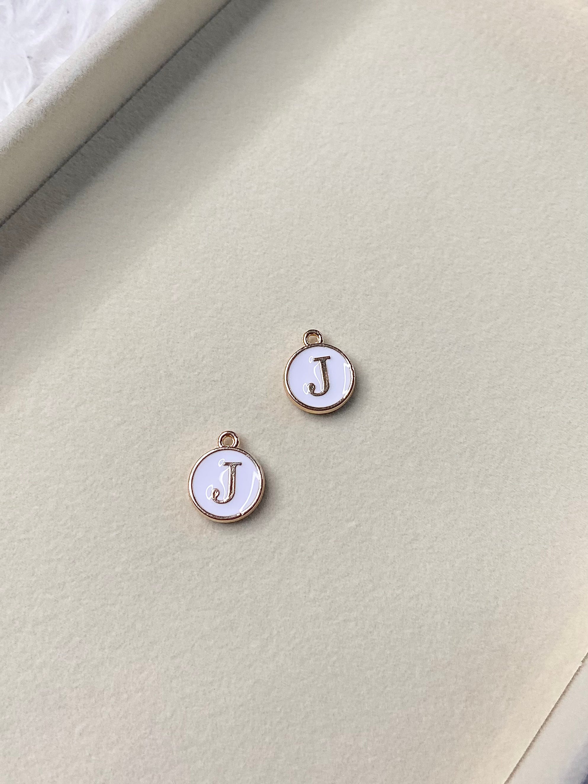 White Circle Letter J Charm