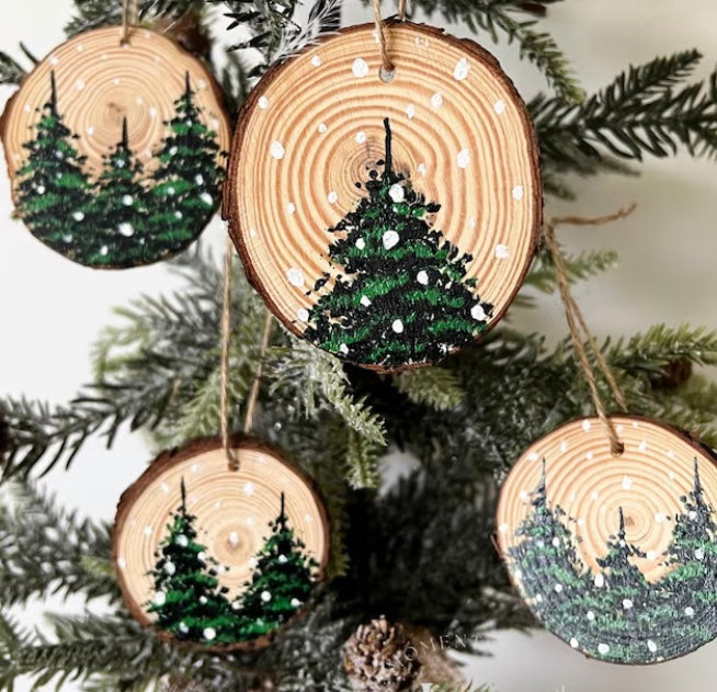Evergreen Snowfall Hand-painted Ornament