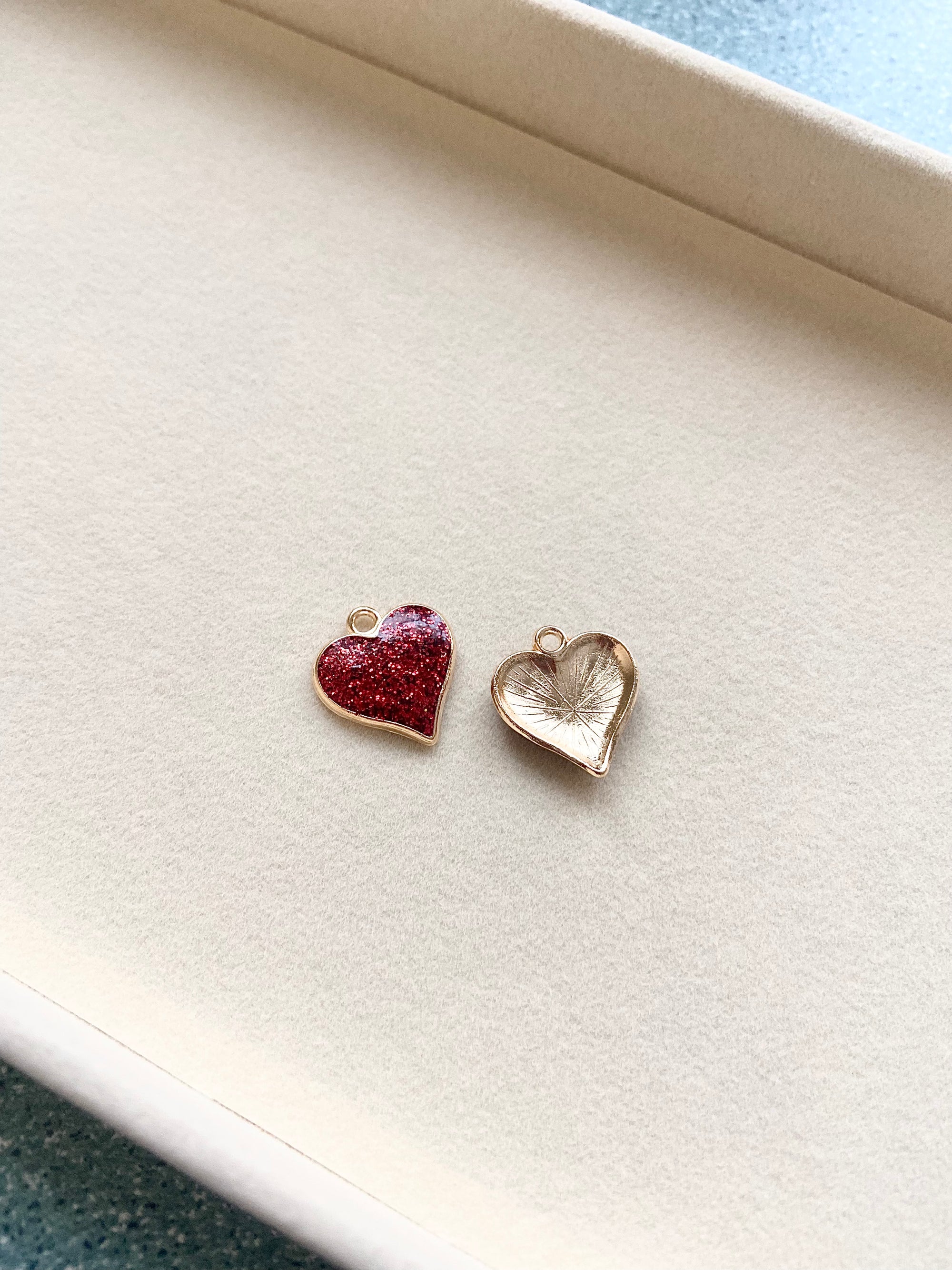 Sparkling Red Heart Charm