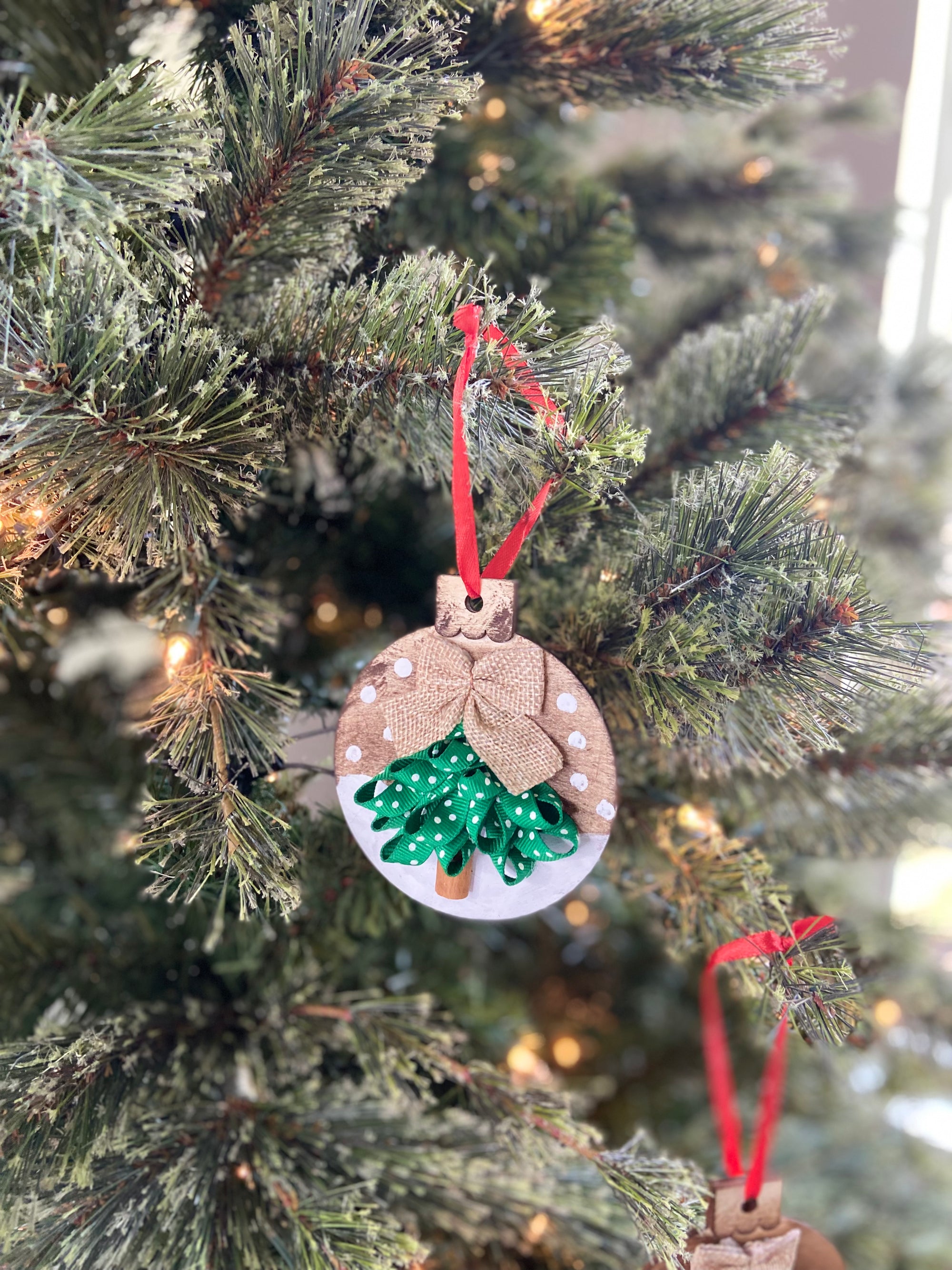 Handmade Rustic Ribbon Christmas Tree Ornaments