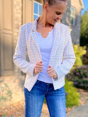 Turning Heads Cream Plaid Blazer