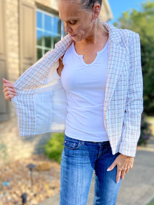 Turning Heads Cream Plaid Blazer