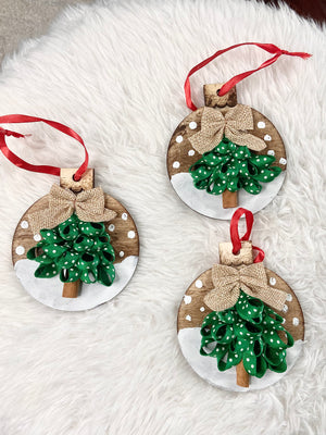 Handmade Rustic Ribbon Christmas Tree Ornaments