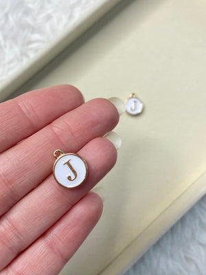 White Circle Letter J Charm