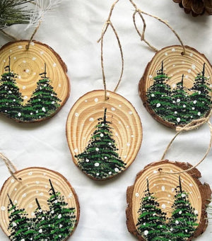 Evergreen Snowfall Hand-painted Ornament