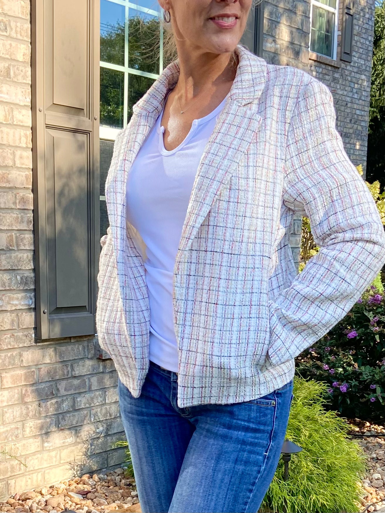 Turning Heads Cream Plaid Blazer