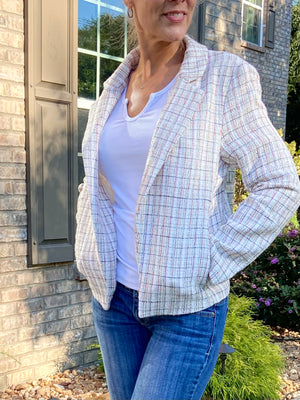 Turning Heads Cream Plaid Blazer