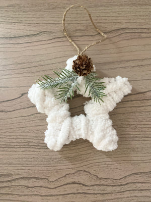 Cozy Chenille Star Ornament with Winter Greenery