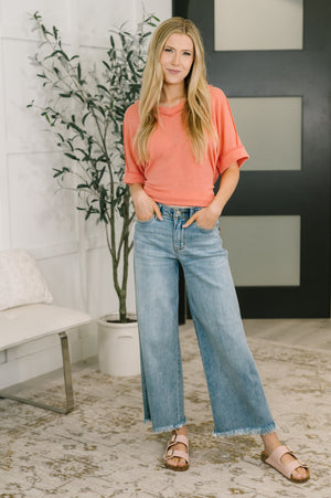 Growing Restless V-Neck Tee in Coral