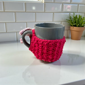 Hand-Crocheted Mug Cozy with Bow Handle Wrap – Cozy Coffee Cup Sleeve with Mug