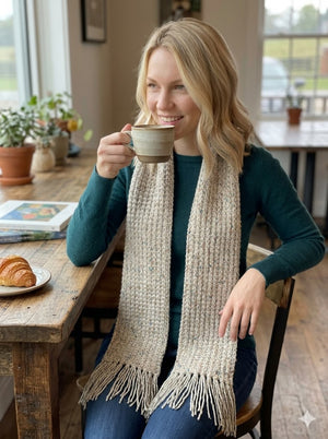 Heirloom Oat Tweed Fringe Scarf