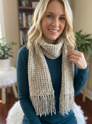 Heirloom Oat Tweed Fringe Scarf