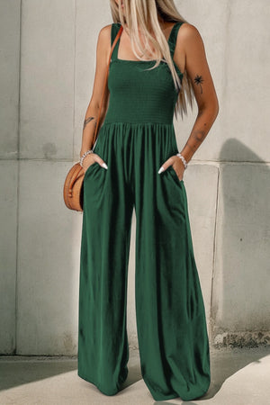 Watching The Sunrise Smocked Wide Leg Jumpsuit