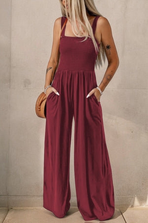 Watching The Sunrise Smocked Wide Leg Jumpsuit