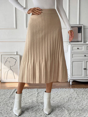 Pleat Perfection Midi Sweater Skirt