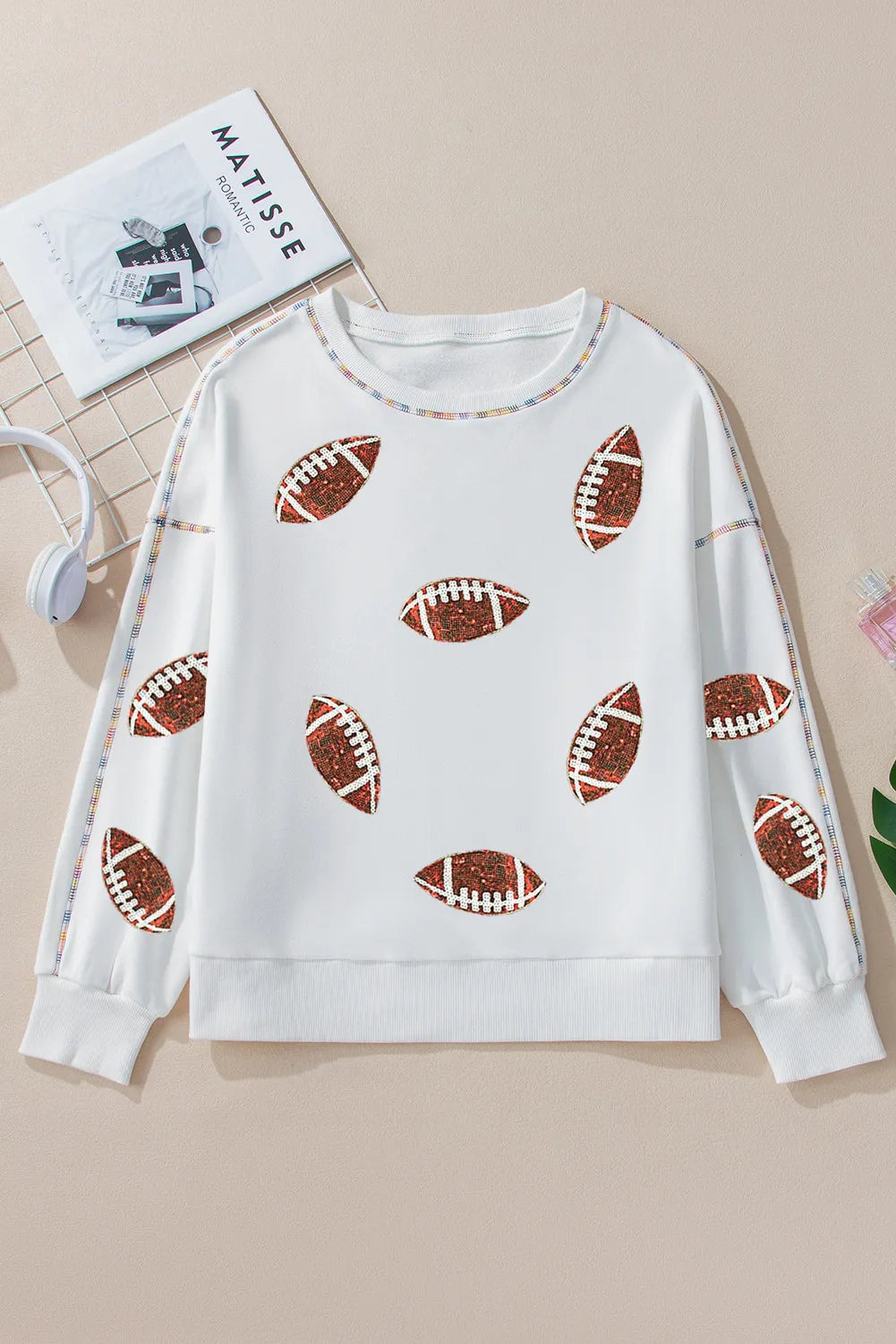 Sequin Football Sweatshirt