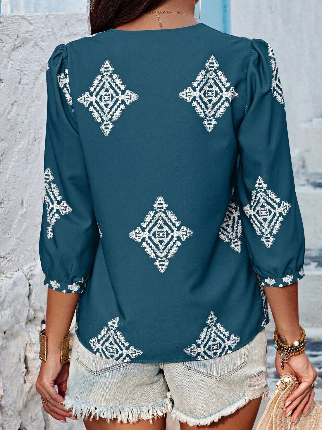 Raise Your Standards V-Neck Printed Blouse