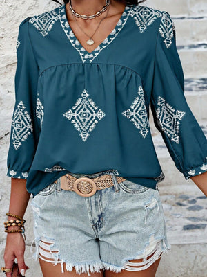 Raise Your Standards V-Neck Printed Blouse