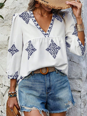 Raise Your Standards V-Neck Printed Blouse