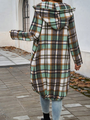 Playful In Plaid Zip Up Hooded Jacket