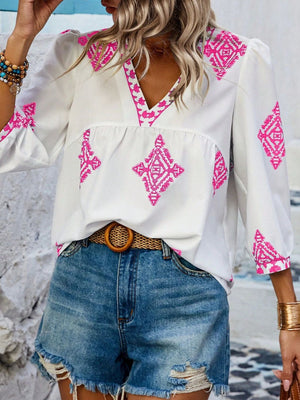 Raise Your Standards V-Neck Printed Blouse