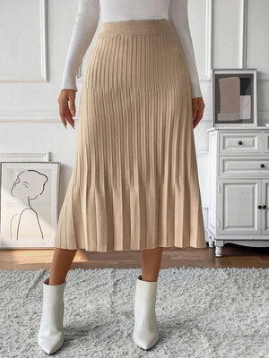 Pleat Perfection Midi Sweater Skirt