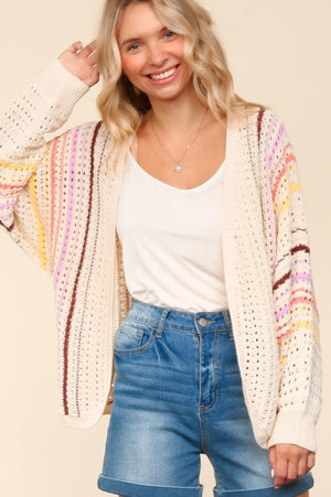 Always Us Striped Crochet Cardigan