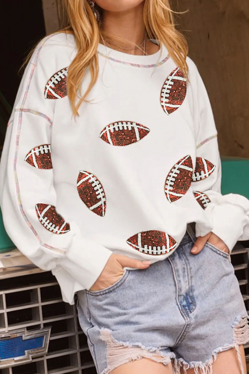 Sequin Football Sweatshirt