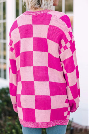 Check The Boxes Checkered Cardigan