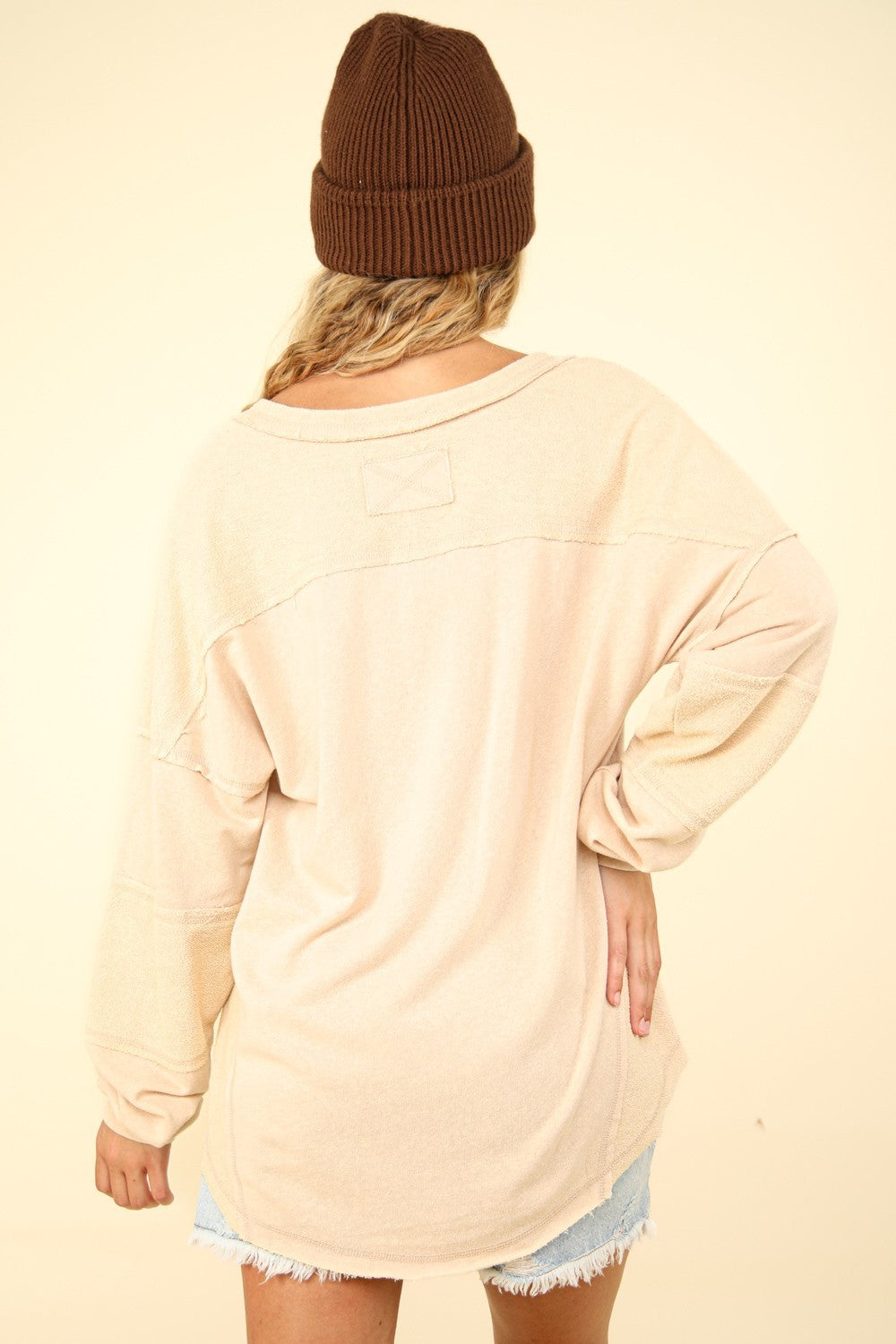 S'mores At Dusk Exposed Seam Knit Top