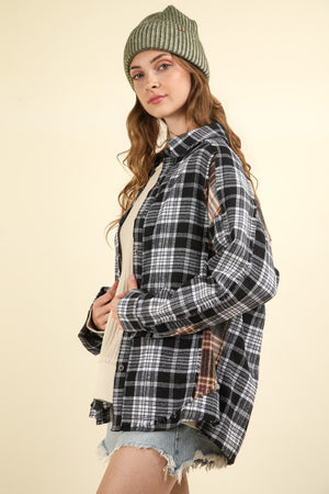 Crisp Air Contrast Plaid Raw Detail Shirt