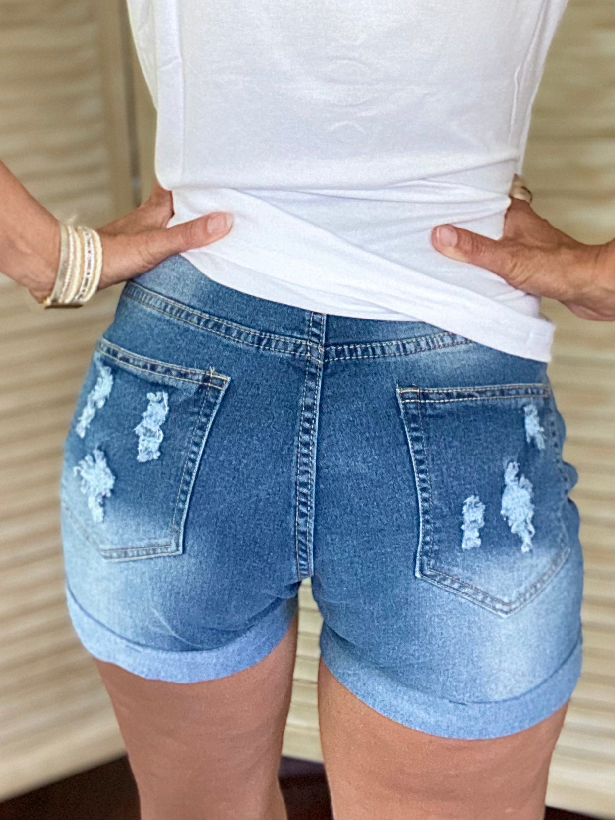 Blake Distressed Cuffed Denim Shorts