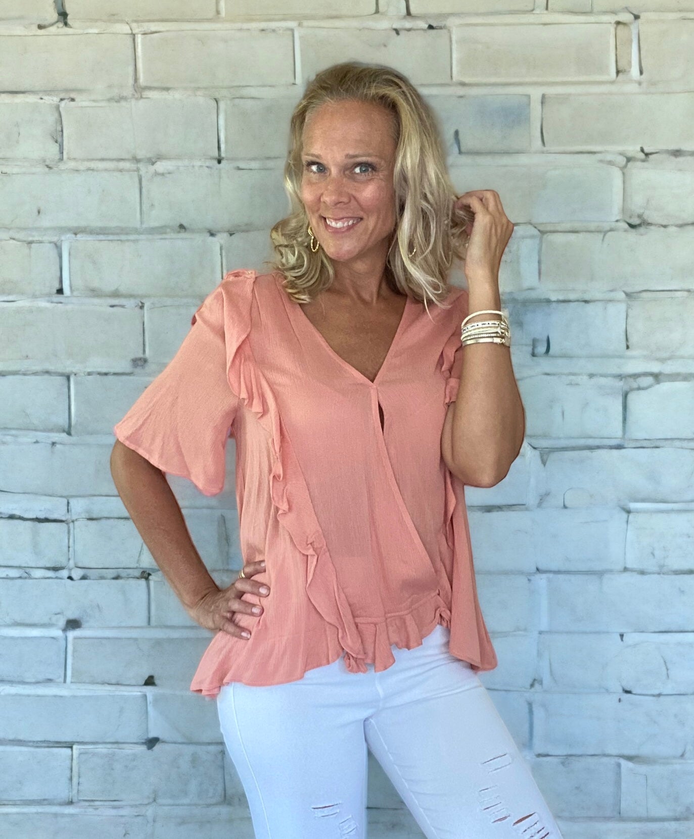 Peach Dream Ruffle Top