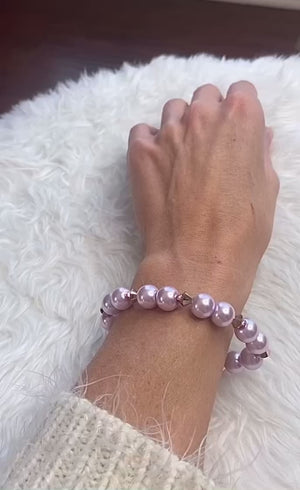 Lilac Pearl & Swarovski Crystal Bracelet