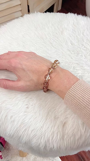 Golden Glow Glass Bead Bracelet
