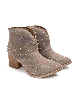 Twilight Studded Heeled Ankle Boot-Taupe