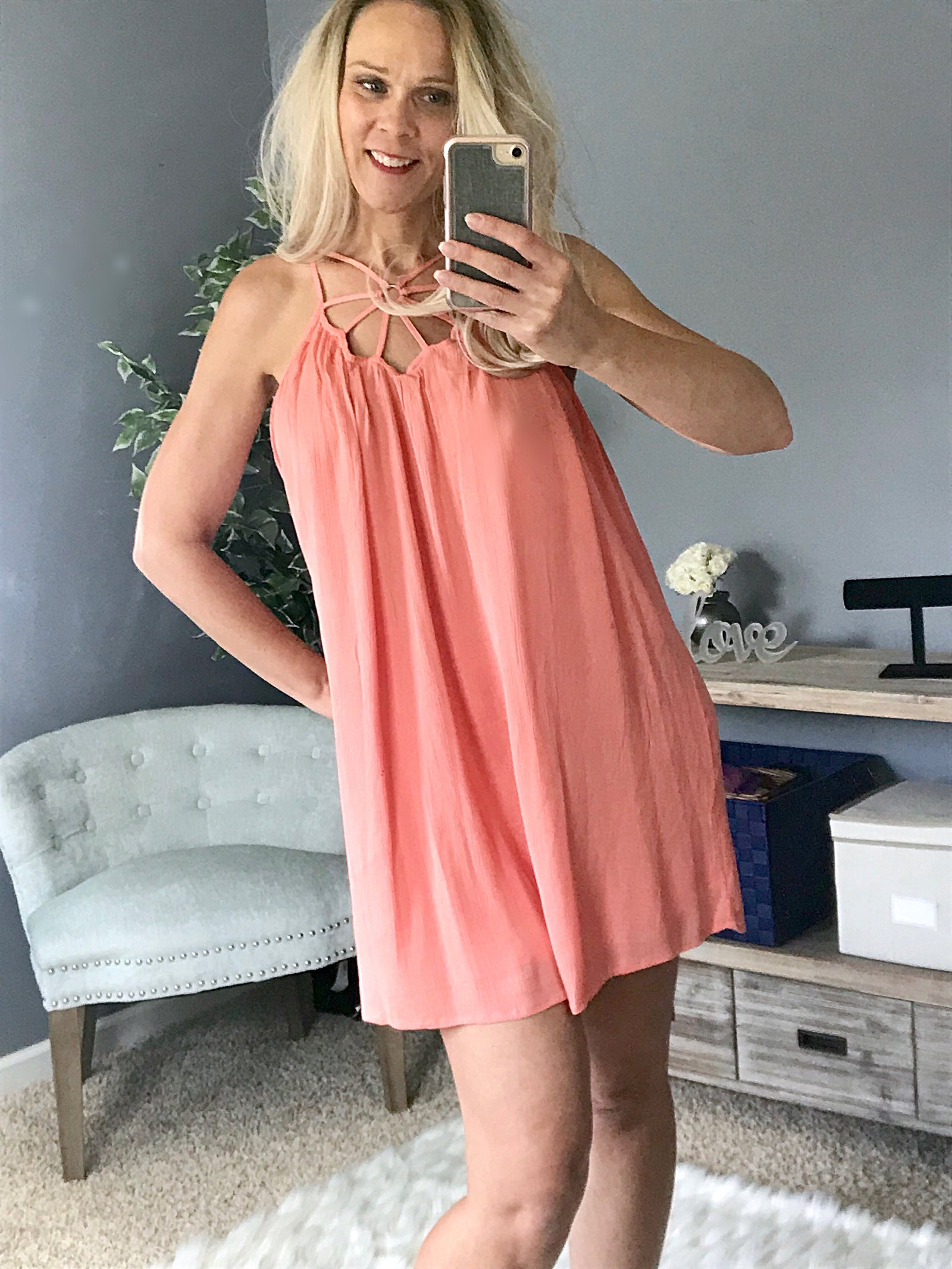 Caged Love Dress  - The Peach Mimosa 