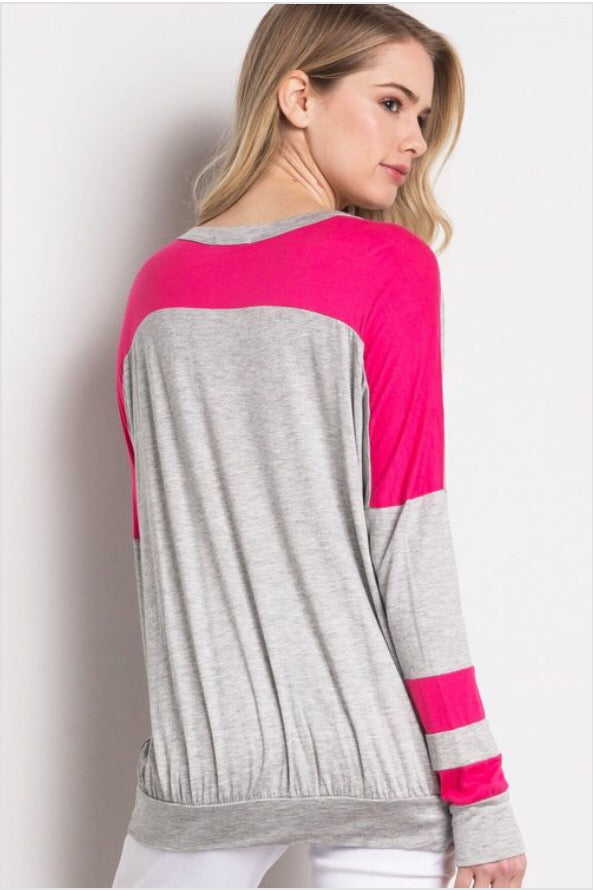 Varsity Colorblock Tee  - The Peach Mimosa 