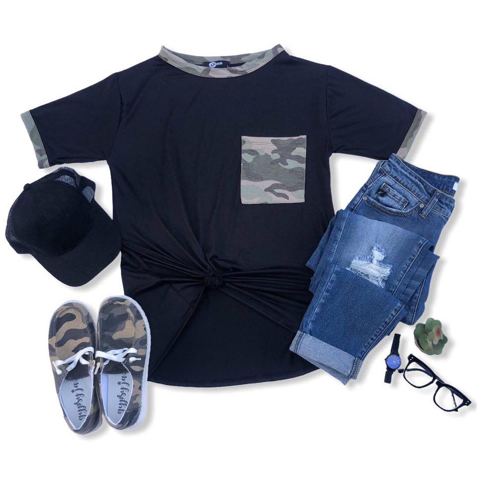 Camo Pop Tee | Black